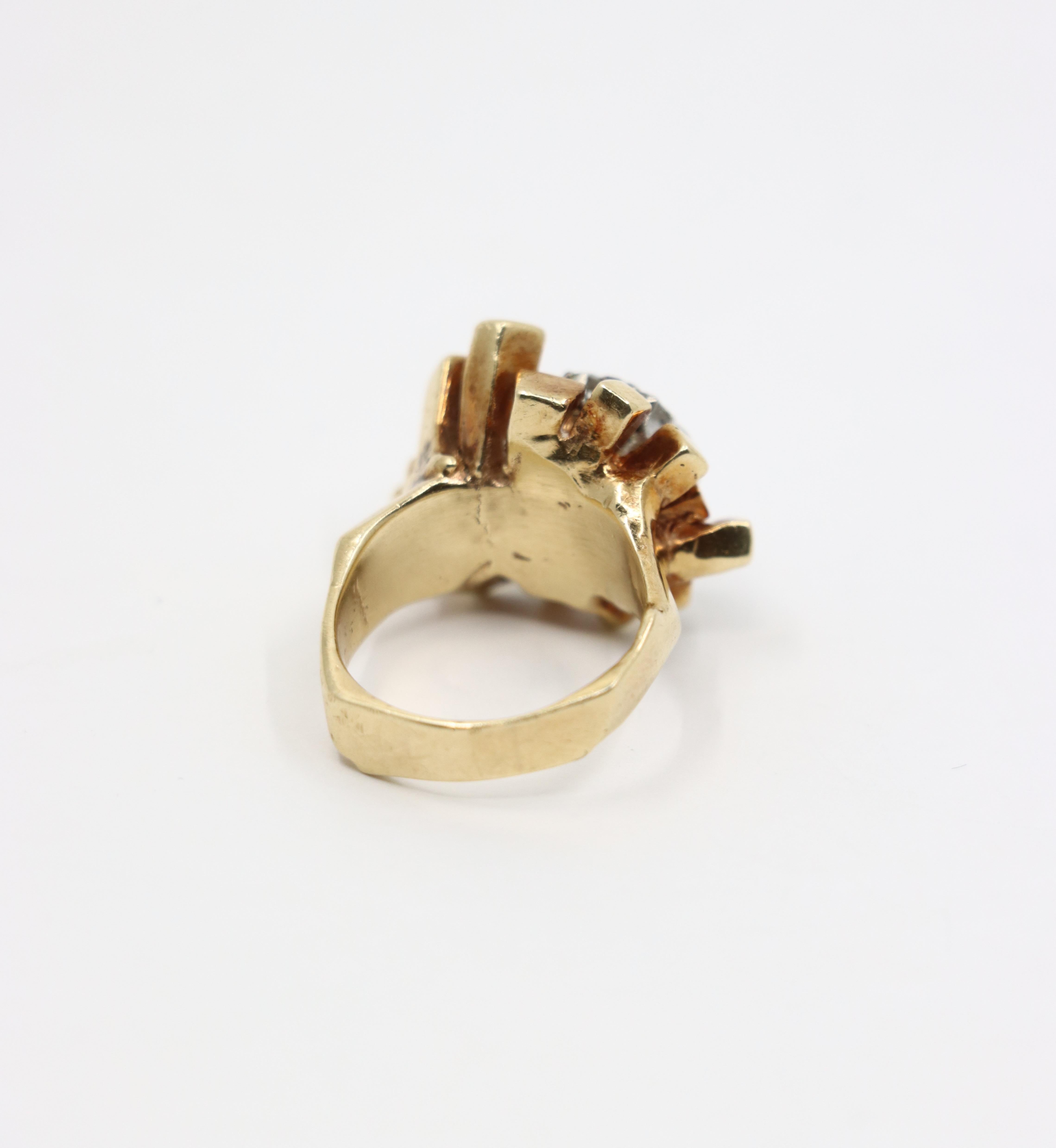 14K Gold 5.1 Karat Diamant-Cluster-Ring mit frei geformtem Nugget im Angebot 8
