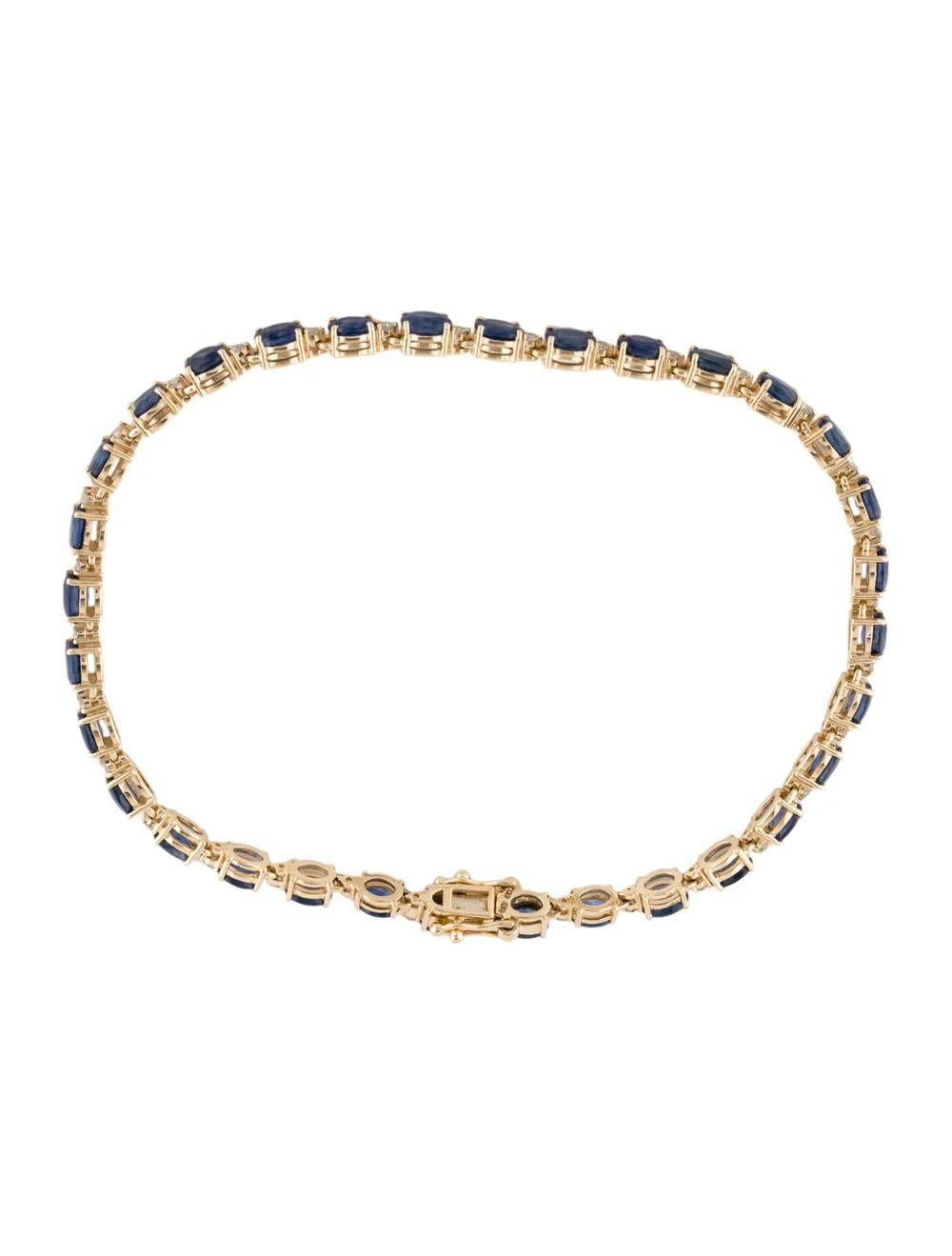 14K Gold 5.76ctw Sapphire & Diamond Link Bracelet - Elegant Statement Jewelry In New Condition For Sale In Holtsville, NY