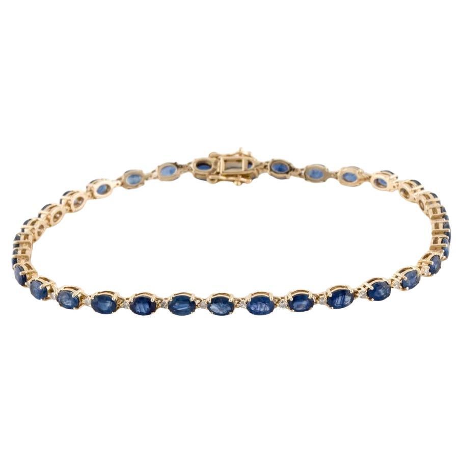 14K Gold 5.76ctw Sapphire & Diamond Link Bracelet - Elegant Statement Jewelry For Sale