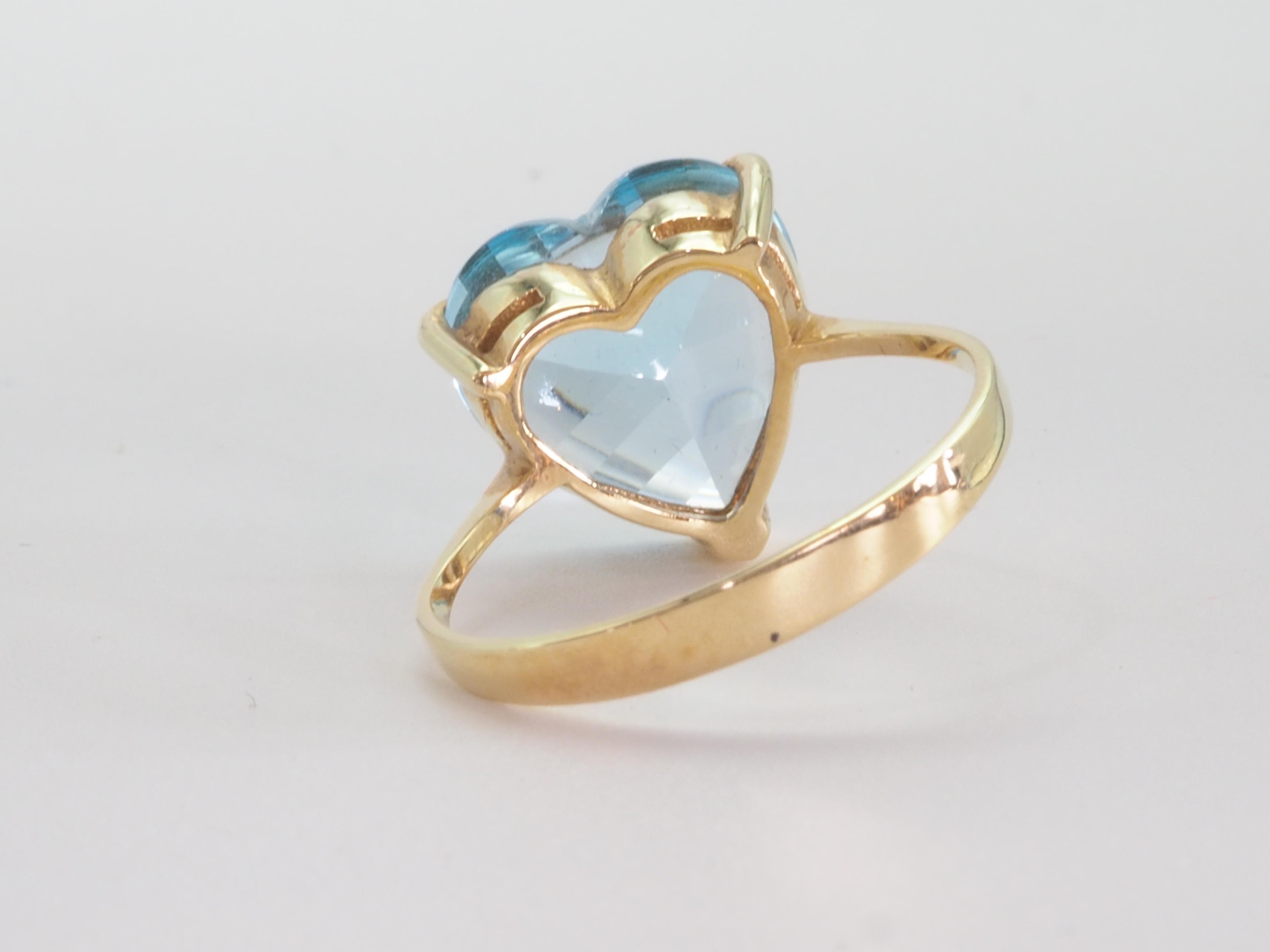 14K Gold 6,35 Karat Fancy Herzschliff Himmelblauer Topas Solitär Ring Damen im Angebot