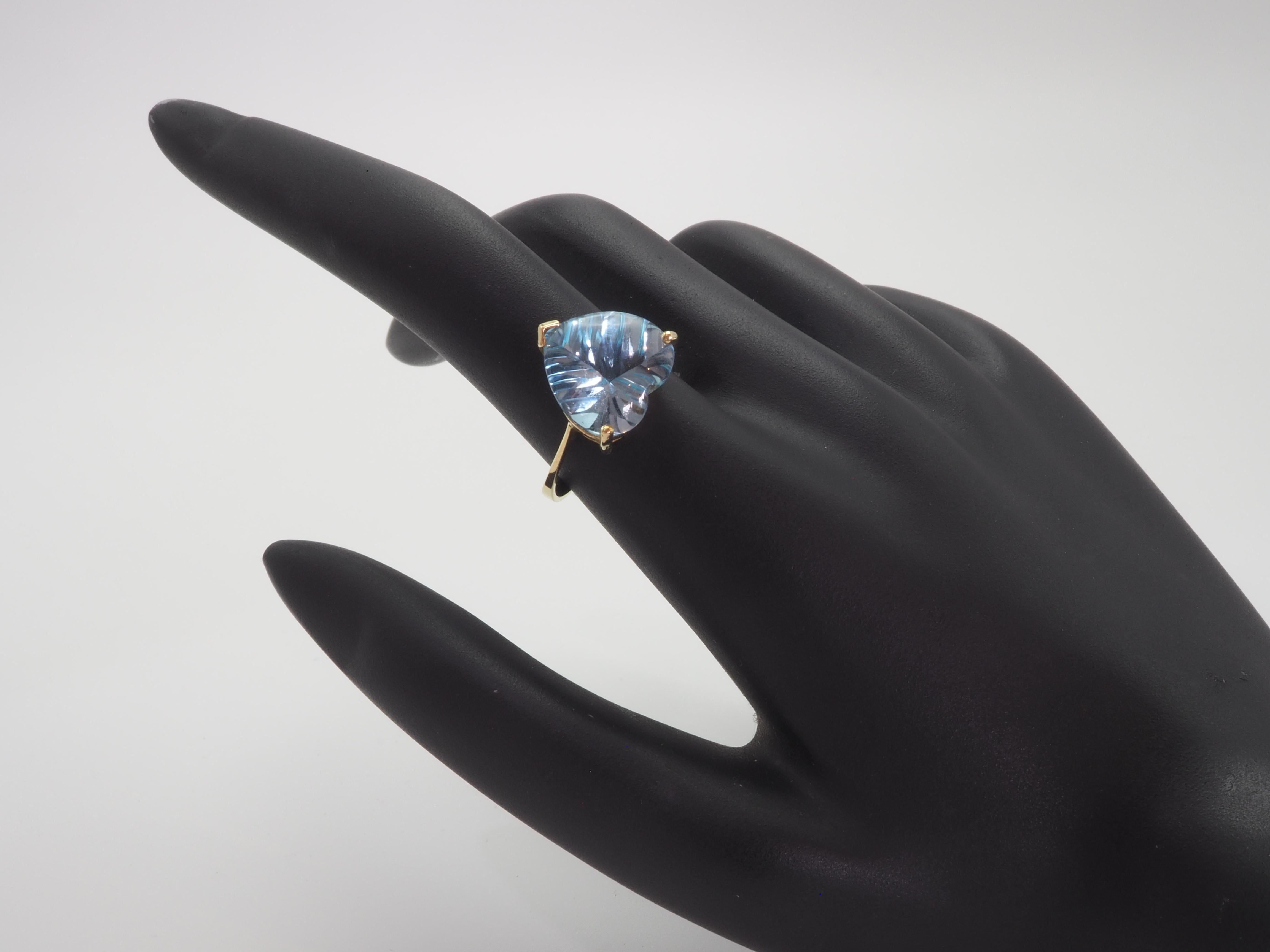 14K Gold 6,35 Karat Fancy Herzschliff Himmelblauer Topas Solitär Ring im Angebot 3