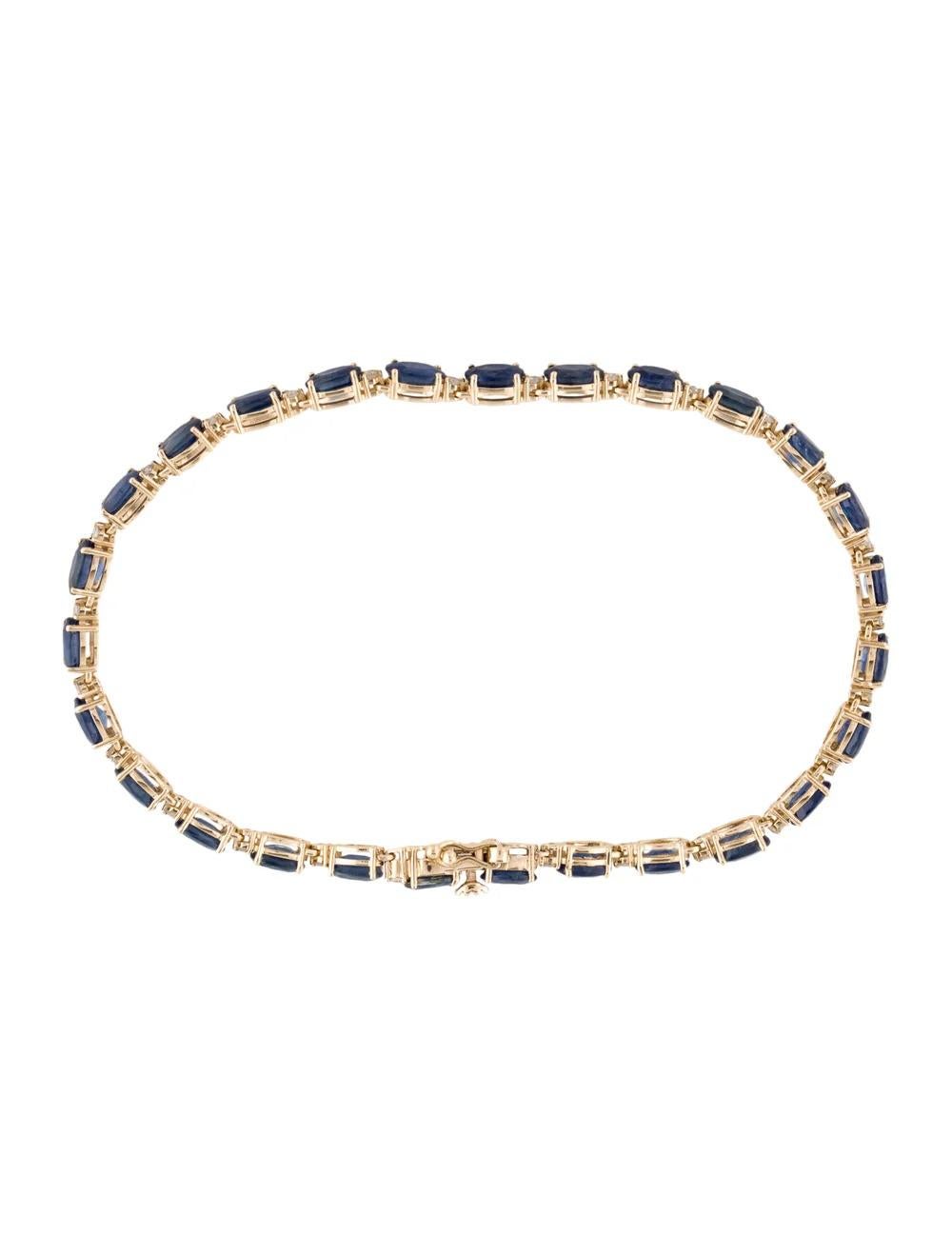 14K Gold 7.29ctw Sapphire & Diamond Link Bracelet - Fine Statement Jewelry In New Condition For Sale In Holtsville, NY