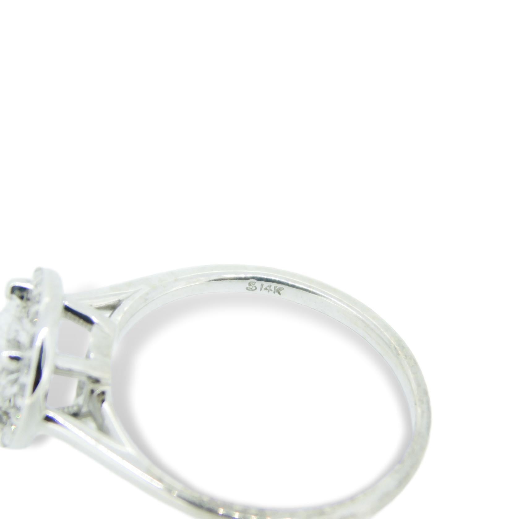 Anillo de oro de 14k con diamante natural auténtico de 0,85 ct y halo de diamantes '#J4123 Corte redondo en venta