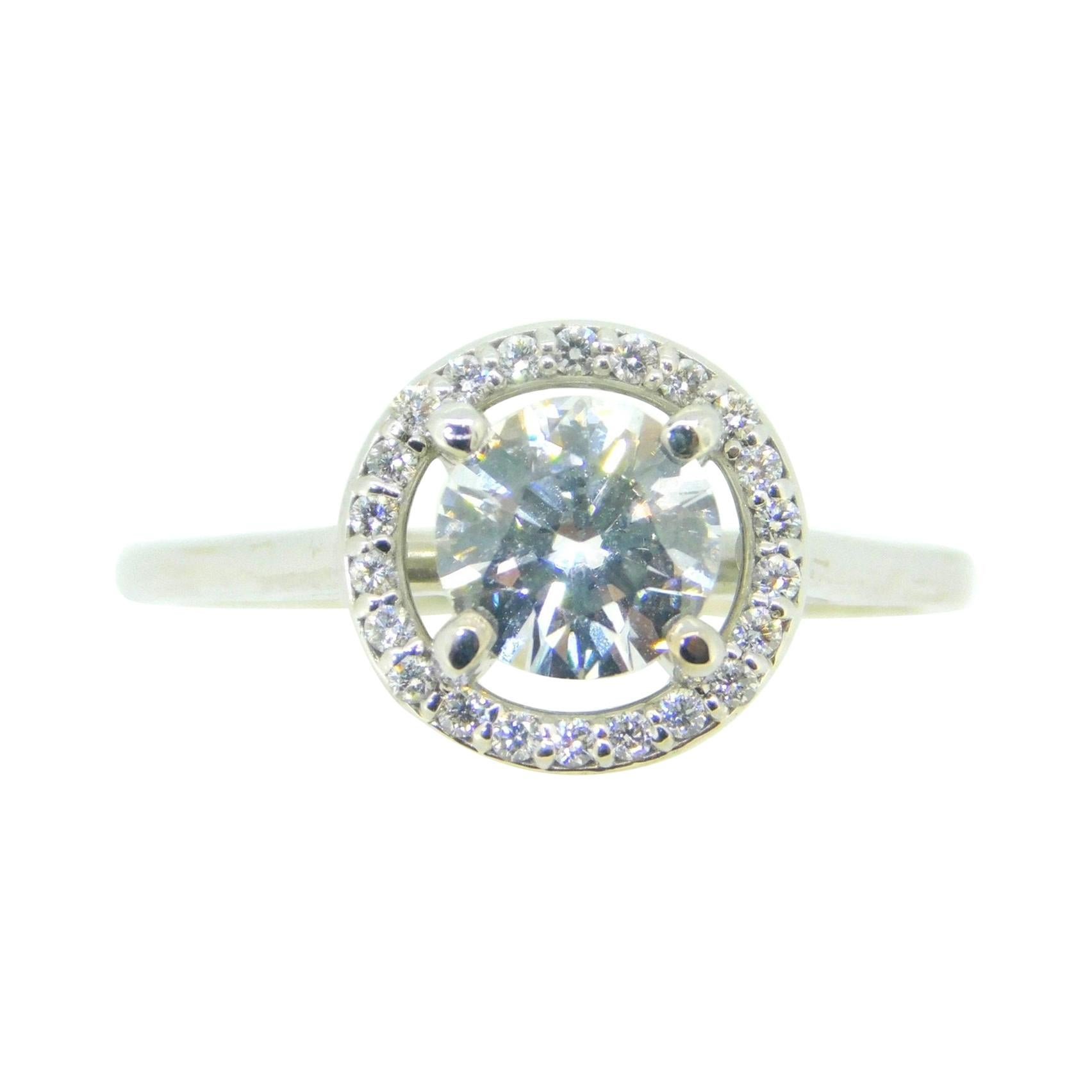 14k Gold .85ct Genuine Natural Diamond Ring with Diamond Halo '#J4123' For Sale