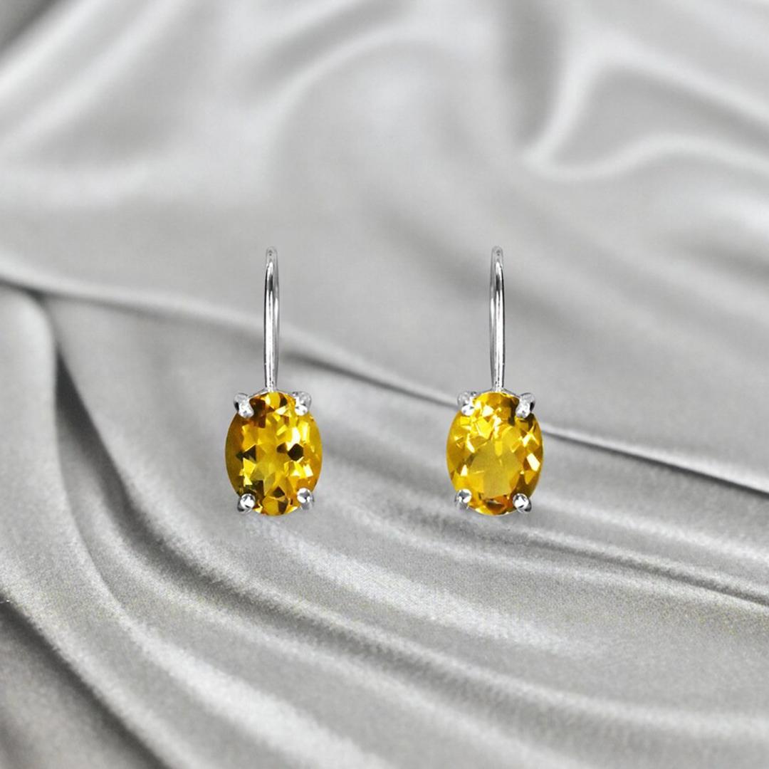 14K Gold Oval Shaped Gemstone 9x7 mm Earrings Dangle Earrings Gemstone Options For Sale 1
