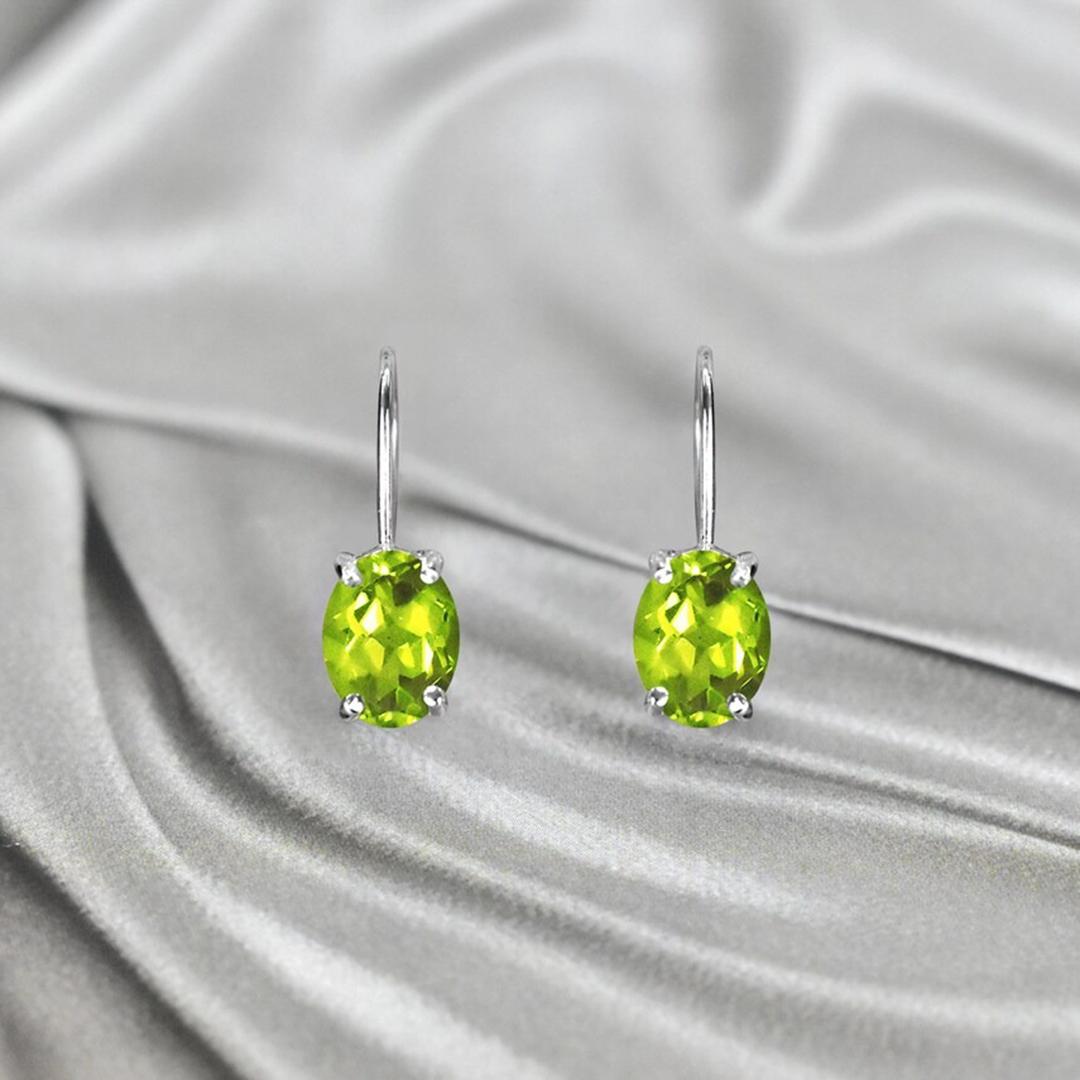Modern 14K Gold Oval Shaped Gemstone 9x7 mm Earrings Dangle Earrings Gemstone Options For Sale