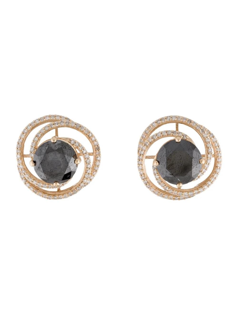 Indulge in opulence with these exquisite 14K Yellow Gold Diamond Stud Earrings. Crafted with meticulous attention to detail, these earrings are a true testament to luxury and sophistication. Featuring stunning round brilliant-cut black diamonds as