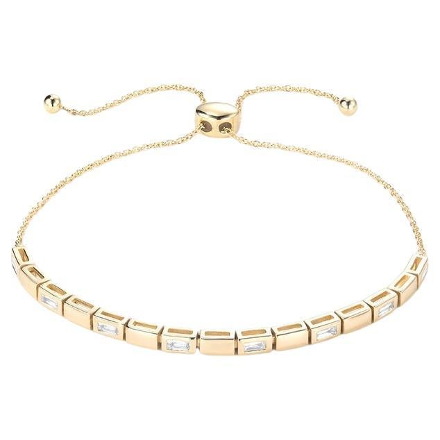 Bracelet ajustable en or 14K avec diamants et barres baguettes