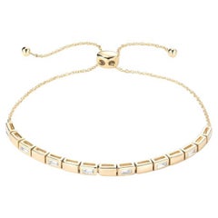 Bracelet ajustable en or 14K avec diamants et barres baguettes