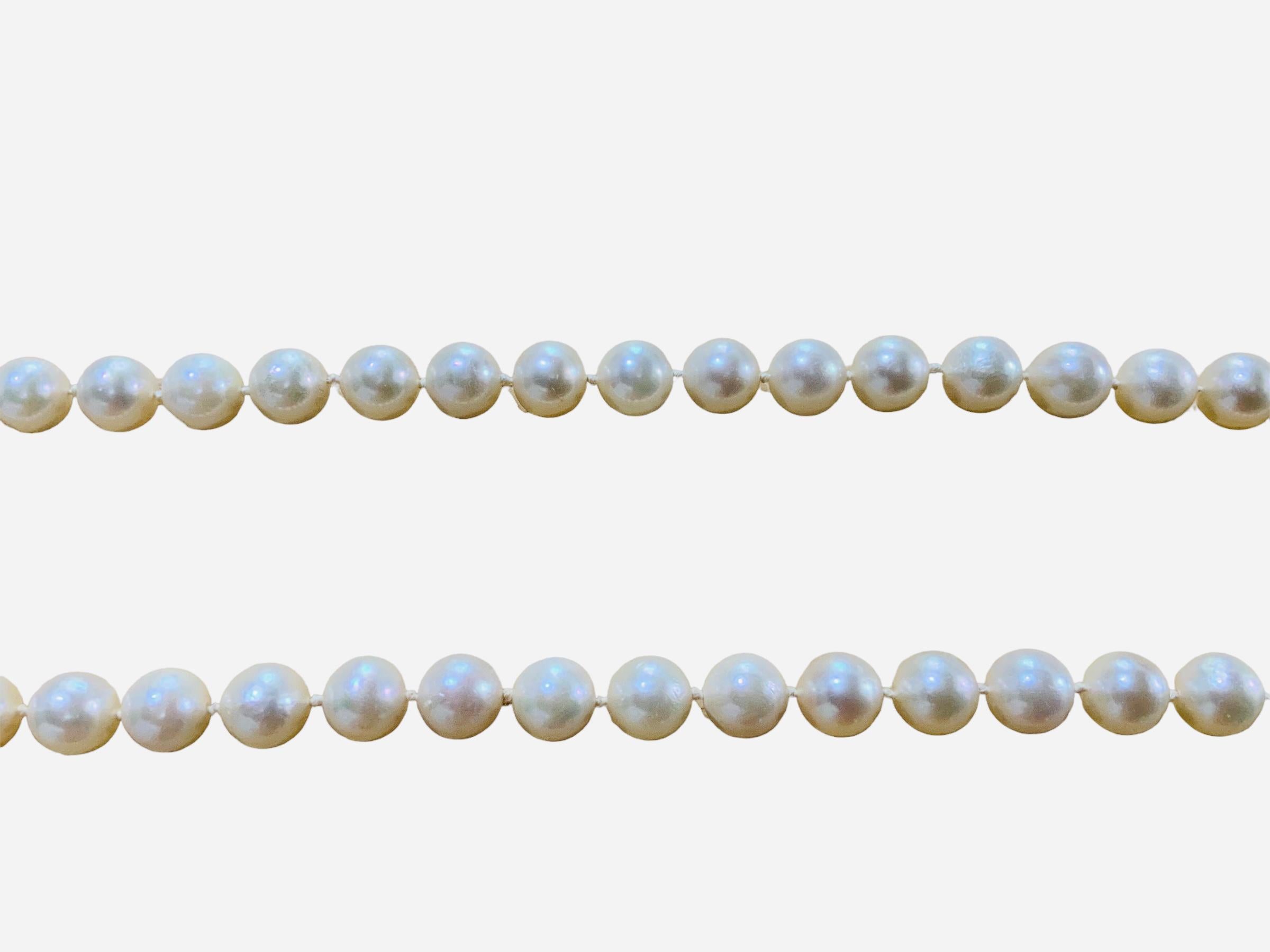 Halskette aus 14 Karat Gold Akoya-Perlen und Diamanten  im Angebot 2