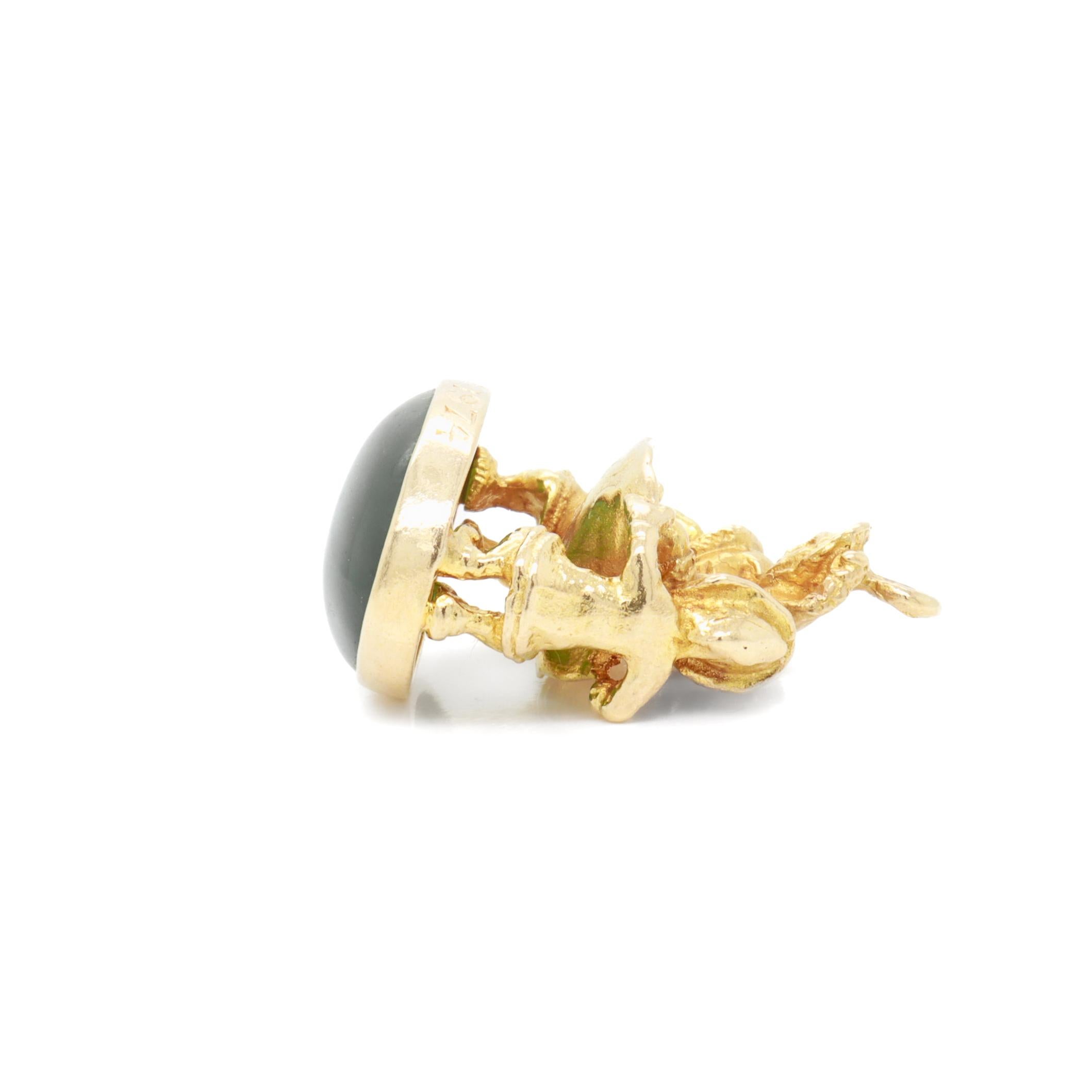14K Gold & Alaskan Jade Cabochon Inuit / Inupiat Blanket Toss Charme oder Anhänger im Angebot 6