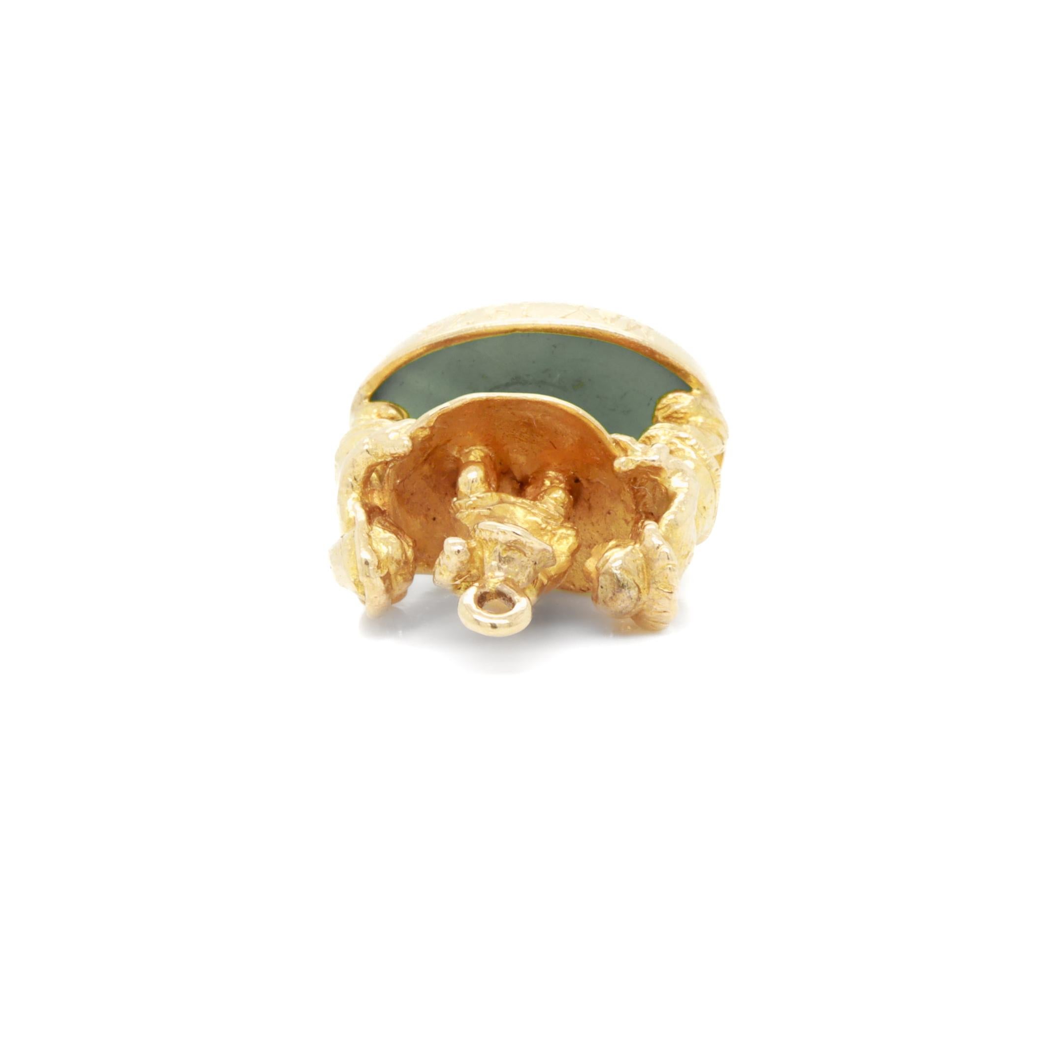 14K Gold & Alaskan Jade Cabochon Inuit / Inupiat Blanket Toss Charme oder Anhänger im Angebot 7
