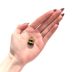 14K Gold & Alaskan Jade Cabochon Inuit / Inupiat Blanket Toss Charm or Pendant