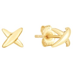 Used 14k Gold AMANDA PEARL Stitch Stud Earrings