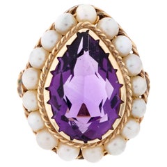 14K Gold Amethyst and Seed Pearl Ring Vintage 14K Gold Amethyst and Seed Pearl Ring