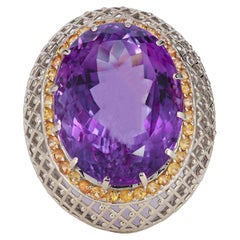 14k Gold Amethyst Cocktail Ring with Sapphires