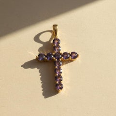 14k gold Amethyst Cross Pendant