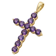 14k gold Amethyst Cross Pendant