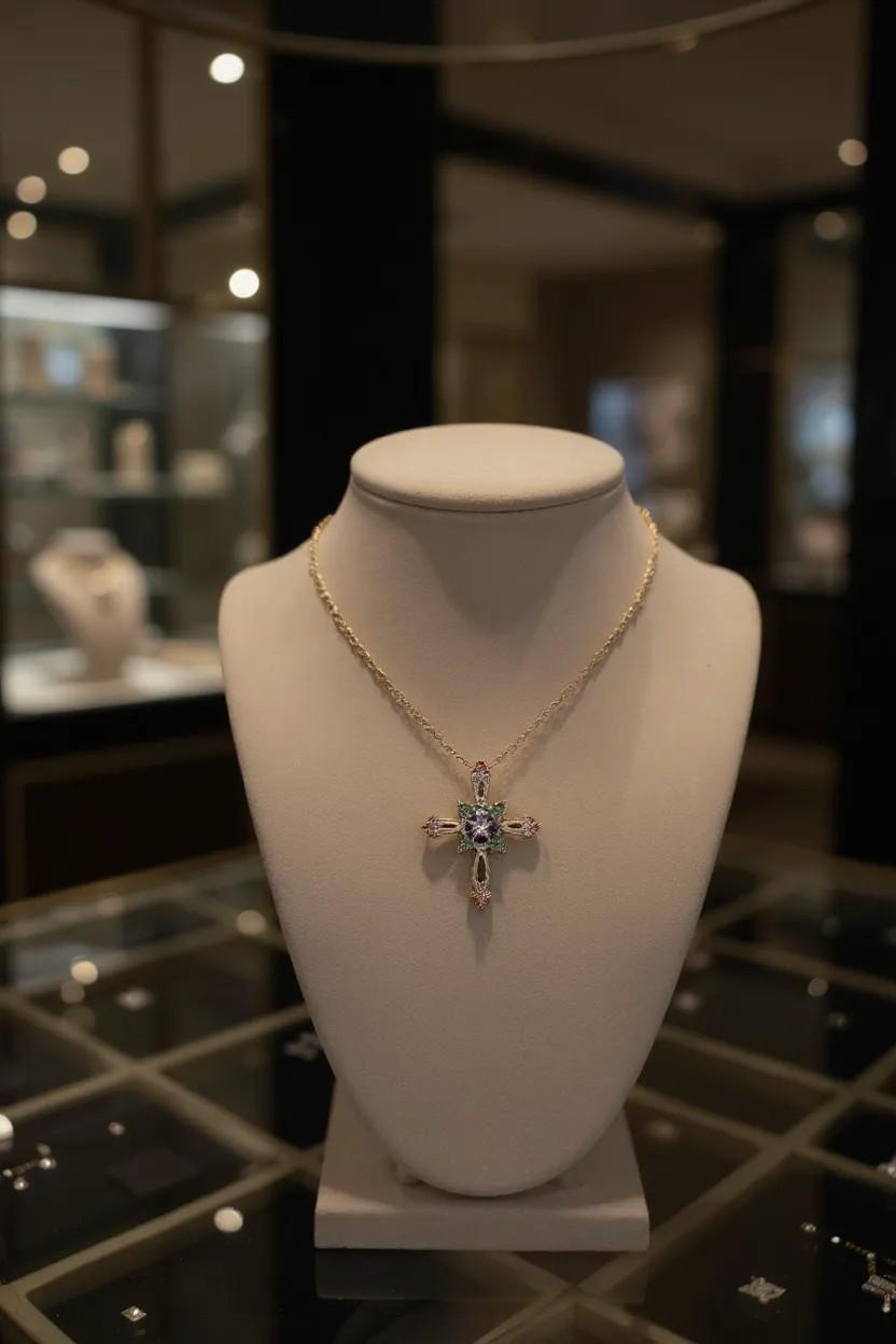 14k Gold Amethyst Smaragd Diamant Vintage Anhänger von House of Igor Carl Fabergé (Tropfenschliff) im Angebot