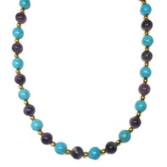 14k gold amethyst howlite beaded necklace