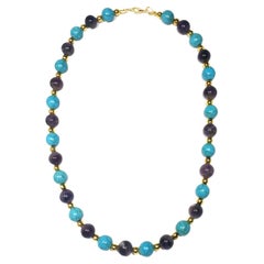 14k gold amethyst howlite beaded necklace