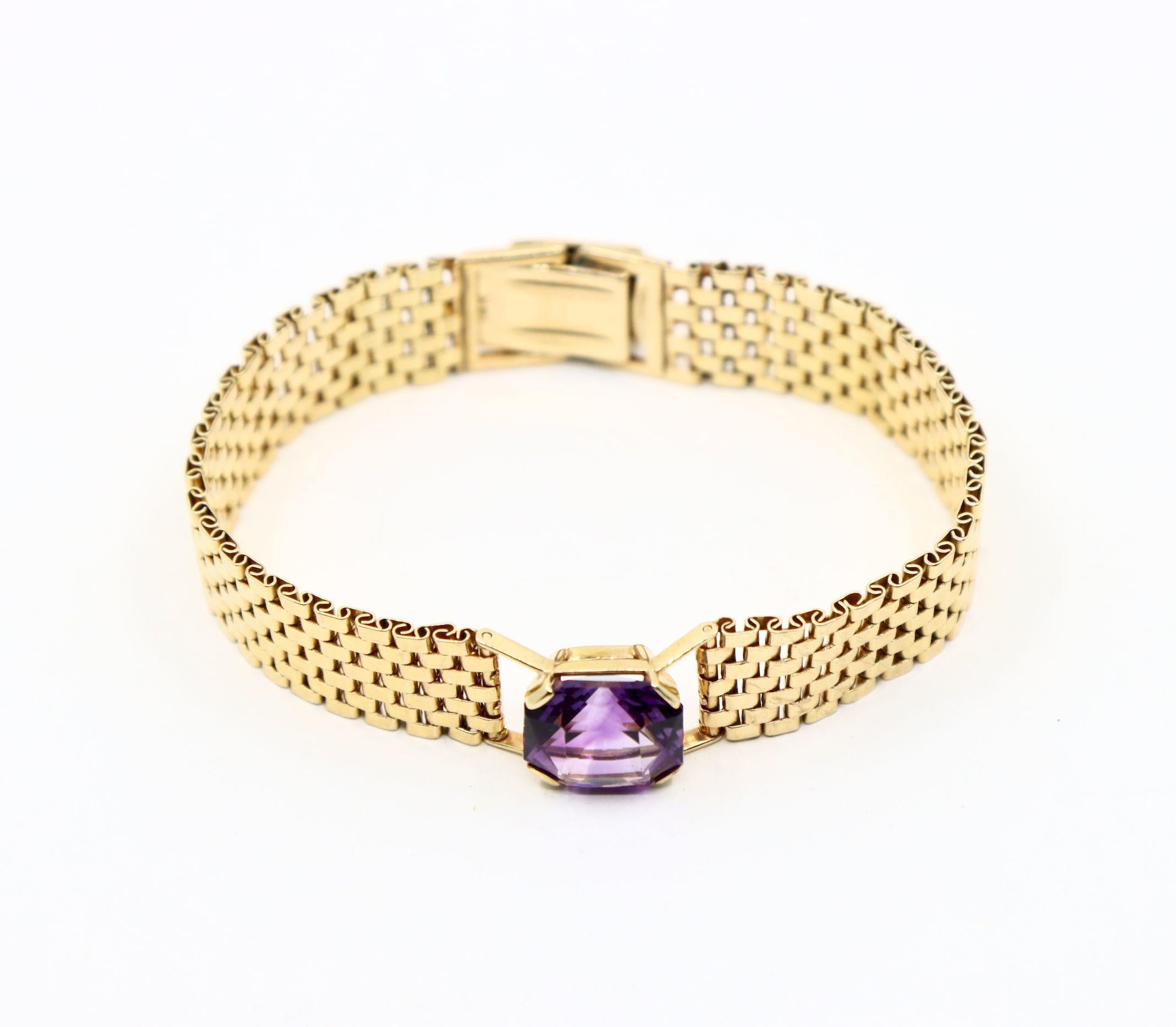 Bracelet jubilé en or 14K avec améthyste Bon état - En vente à Flushing, NY