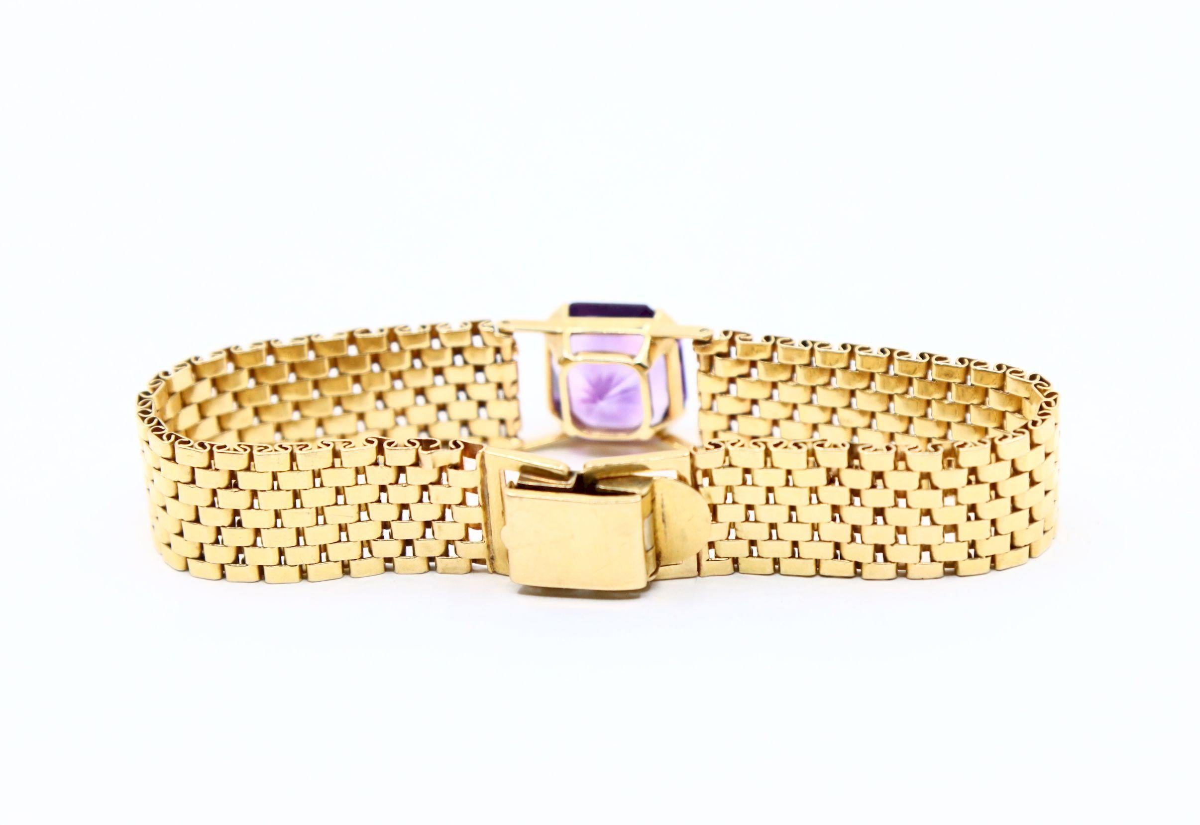 Bracelet jubilé en or 14K avec améthyste en vente 3