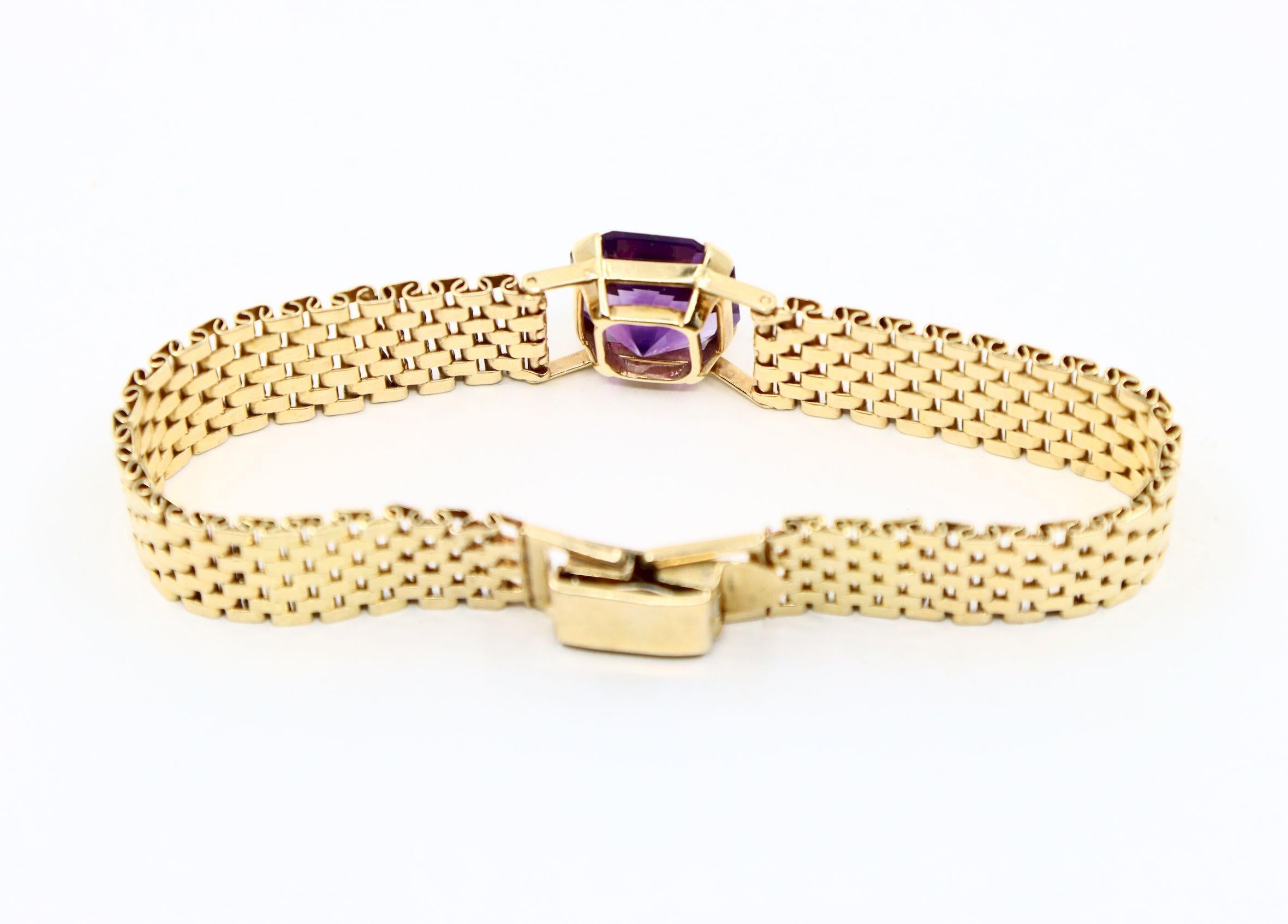 Bracelet jubilé en or 14K avec améthyste en vente 4