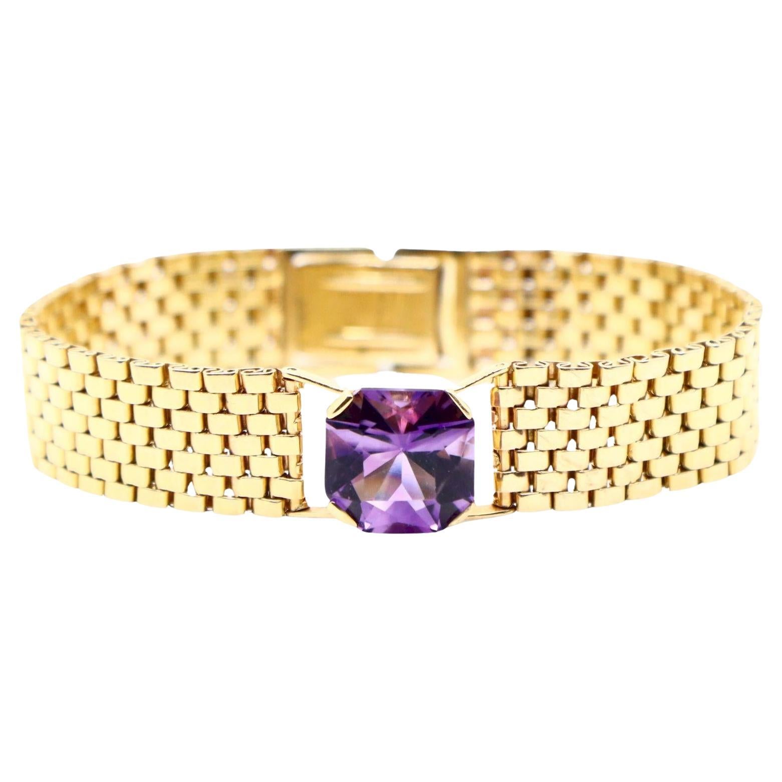 Bracelet jubilé en or 14K avec améthyste