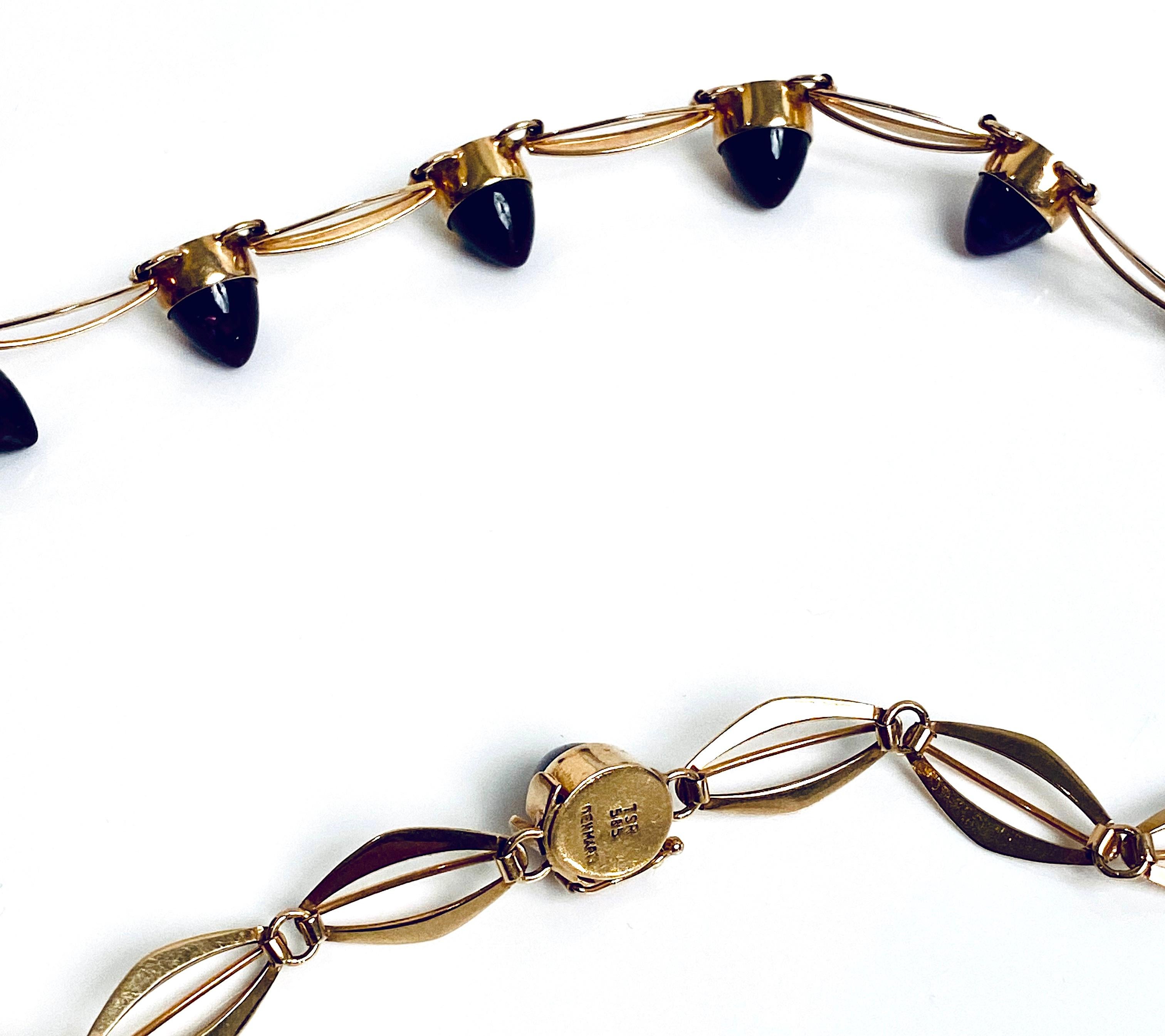 Modernist  14k Gold & Amethyst Necklace & Earring Set For Sale