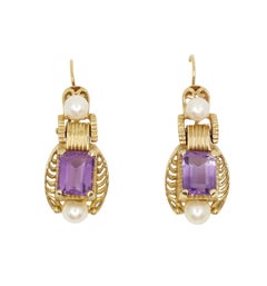 Boucle d'oreille en or 14K avec perles d'améthyste