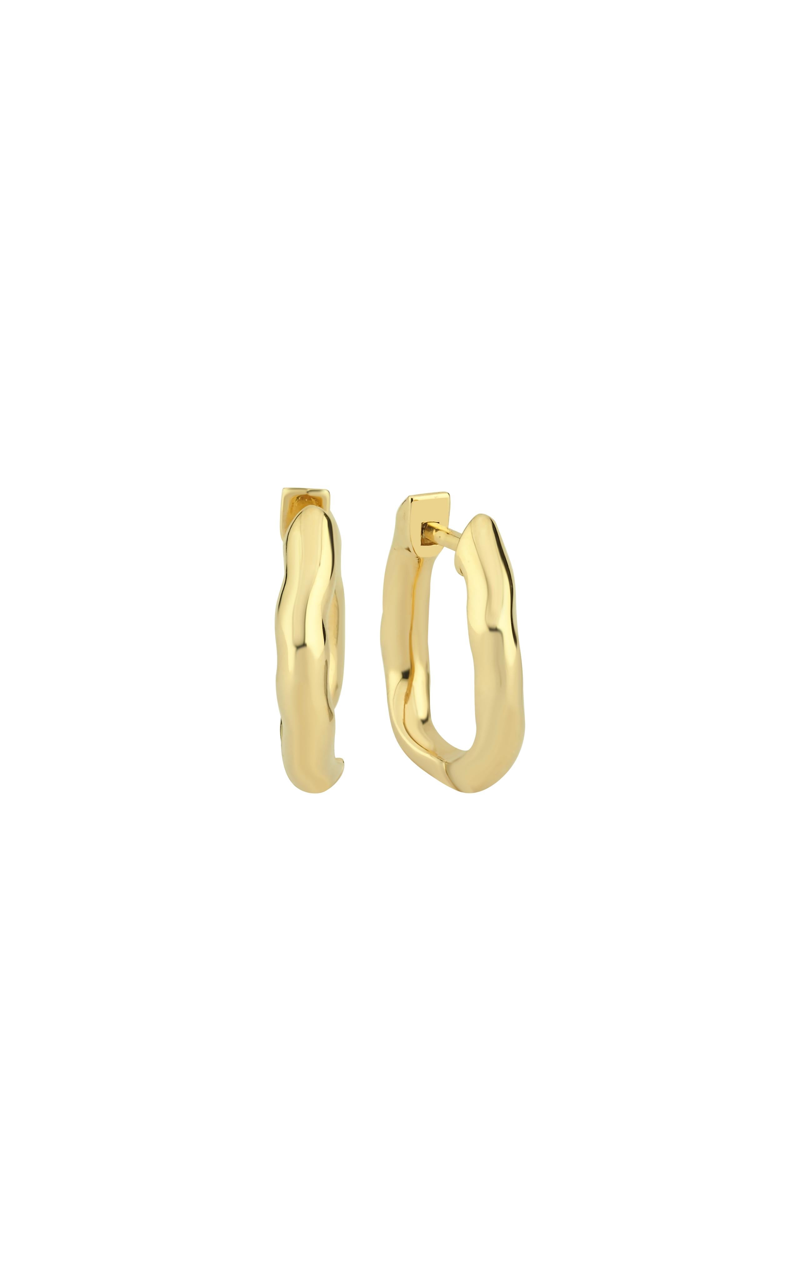 Women's or Men's 14k Gold Amorph Small Hoop Earrings (Single) For Sale