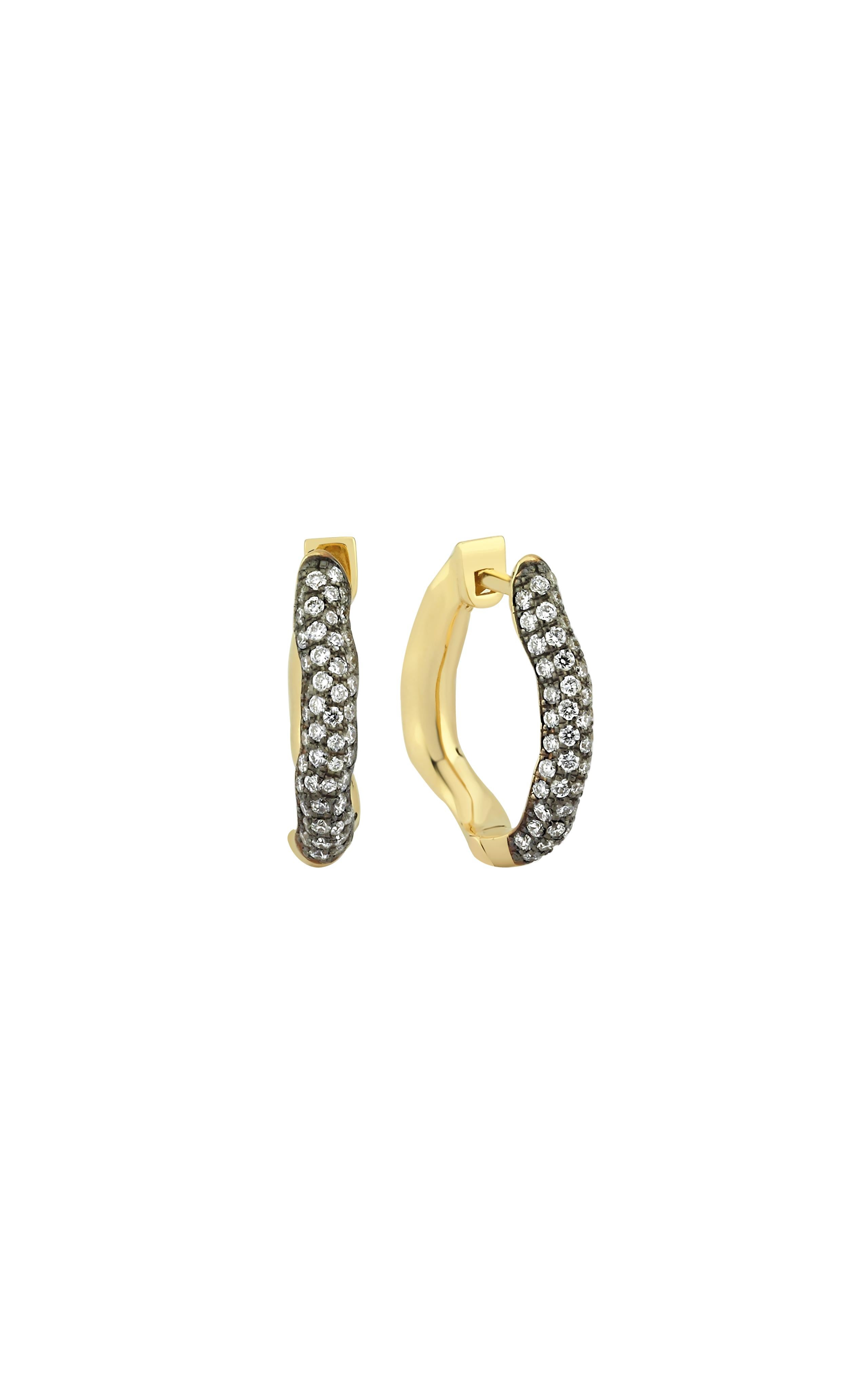 Orecchini a cerchio piccoli Amorph in oro 14k con diamante da 0,40 ct (singolo) In condizioni Nuovo in vendita a Okmeydanı, 34