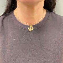14k Gold Anchor Pendant 14k Wire Choker Necklace