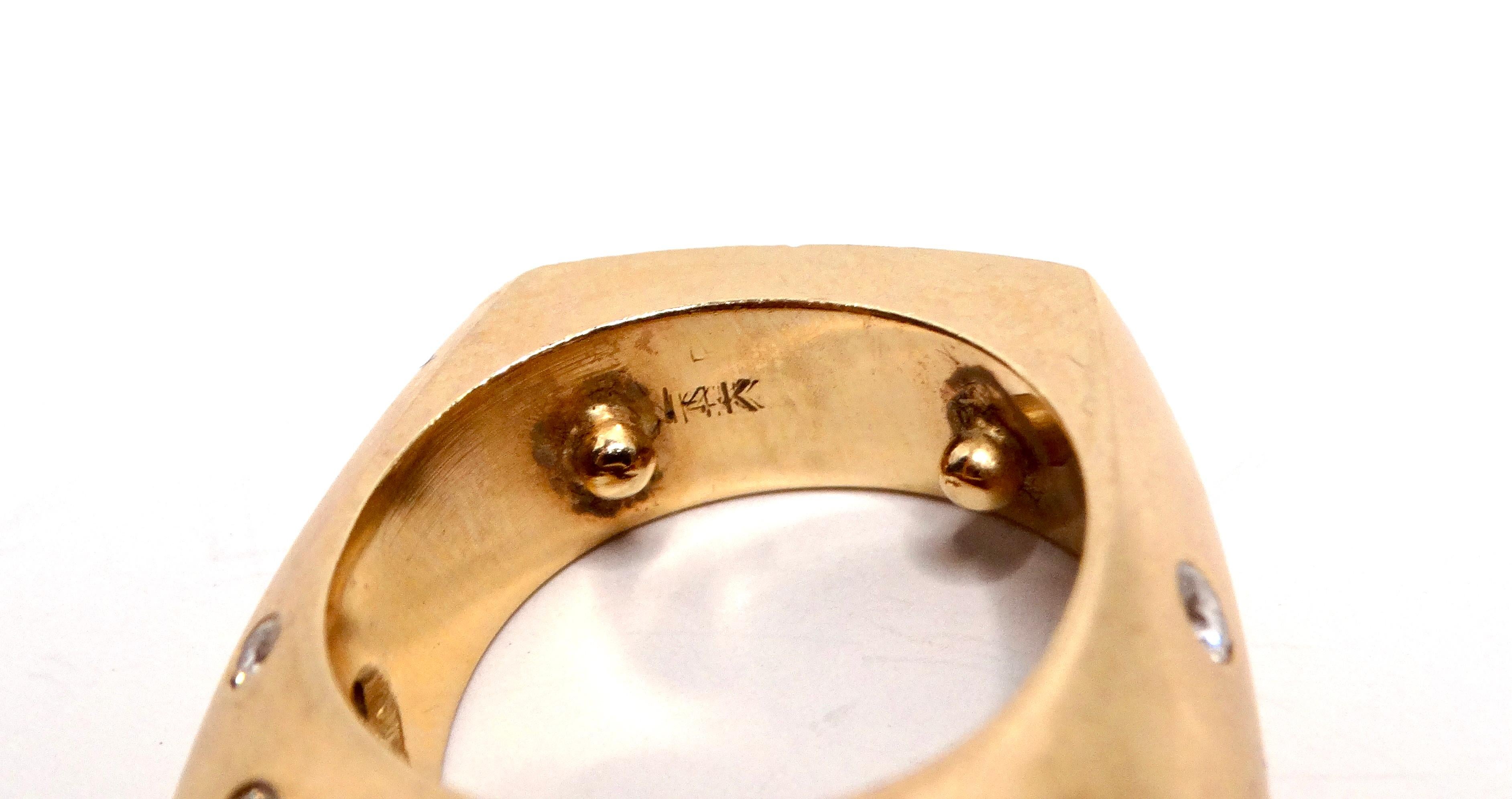 14k Gold und 25 Diamanten Gauthier Jewelry Dome Ring CIRCA 1980s für Damen oder Herren im Angebot