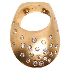 Anello a cupola in oro 14k e 25 diamanti Gauthier Circa 1980