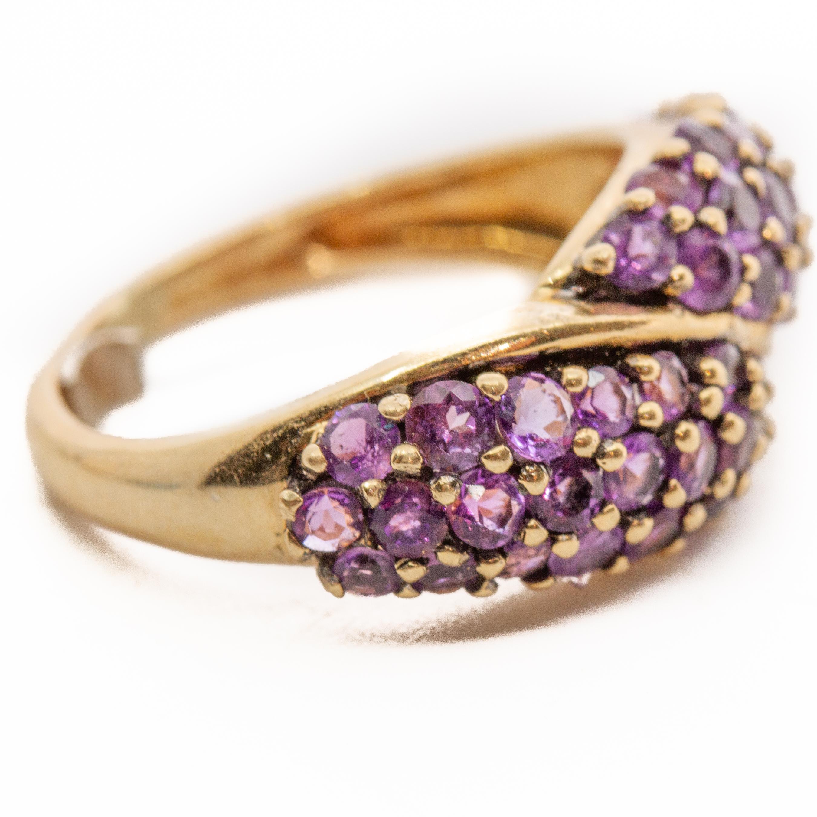 Round Cut 14k Gold and Amethyst Ring