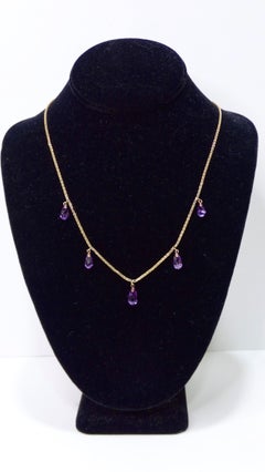 14k Gold and Amethyst Teardrop Necklace