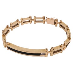 14K Gold And Black Enamel Bracelet