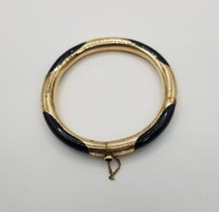 Bracciale rigido in oro 14k e onice nero
