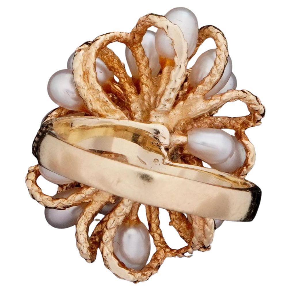 Anello in oro 14K e perle a grappolo In condizioni buone in vendita a Bradenton, FL