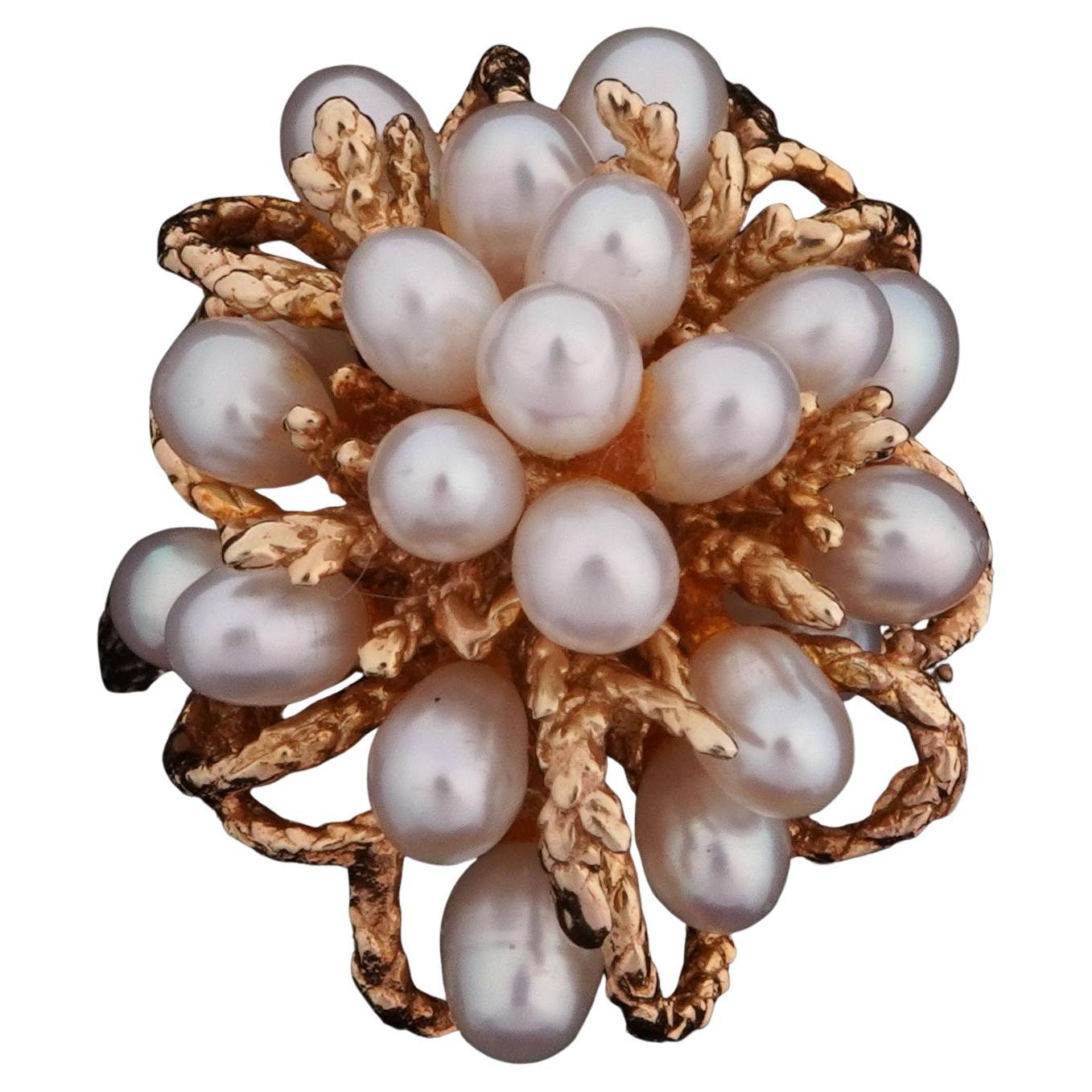 14K Gold und Cluster-Perlen Ring