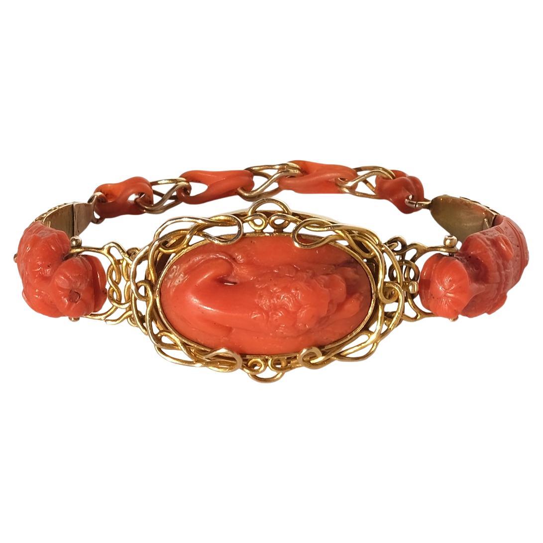 Armband aus 14K Gold und Koralle aus einer bedeutenden schwedischen Kollektion