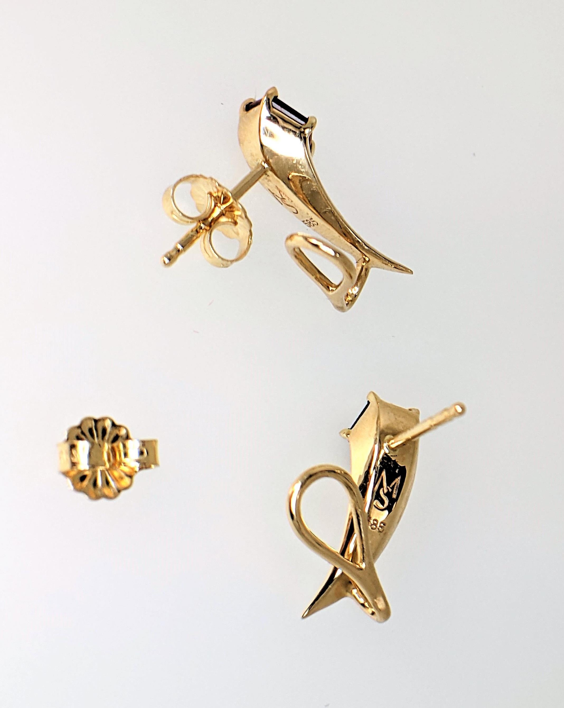 Pendientes en forma de cometa de oro de 14 quilates y diamantes con granate de Madeira talla fantasía Contemporáneo en venta