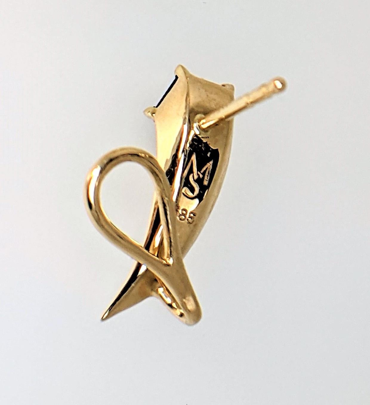 Pendientes en forma de cometa de oro de 14 quilates y diamantes con granate de Madeira talla fantasía en Nuevo estado para la venta en Carlisle, MA