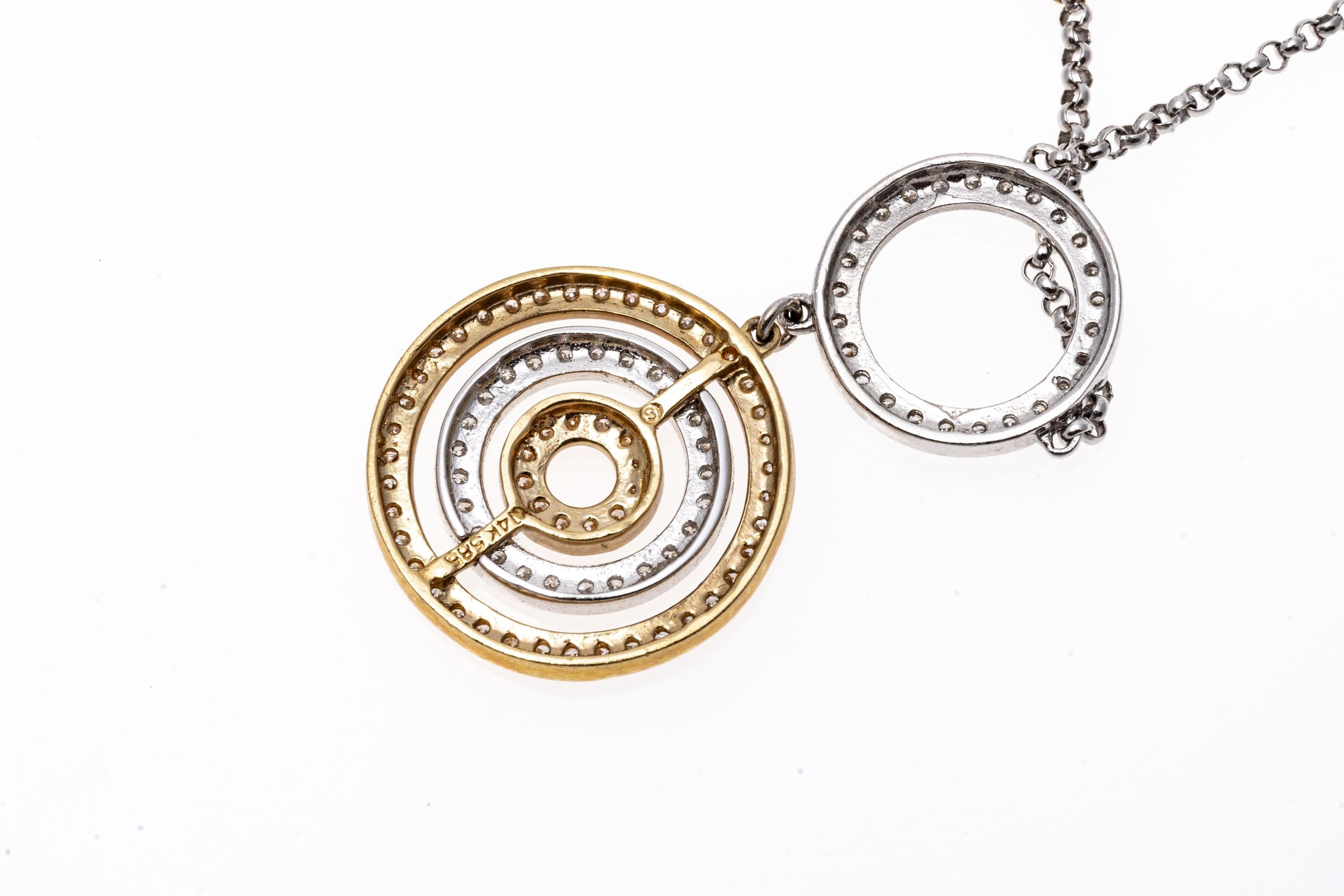 14K Gold and Diamond Concentric Circle Necklace In Good Condition For Sale In Southport, CT