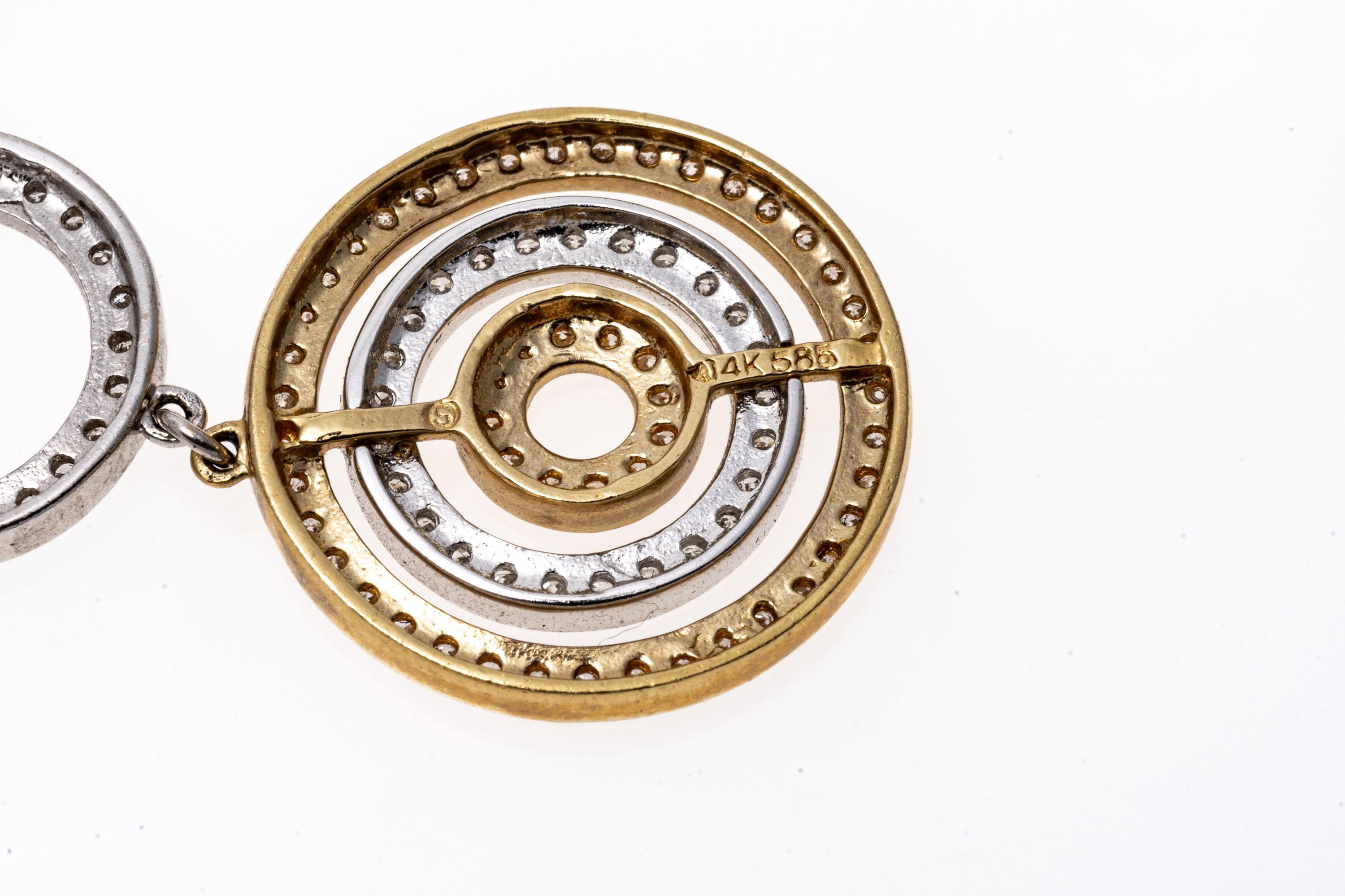 Collier cercle concentrique en or 14K et diamants en vente 1