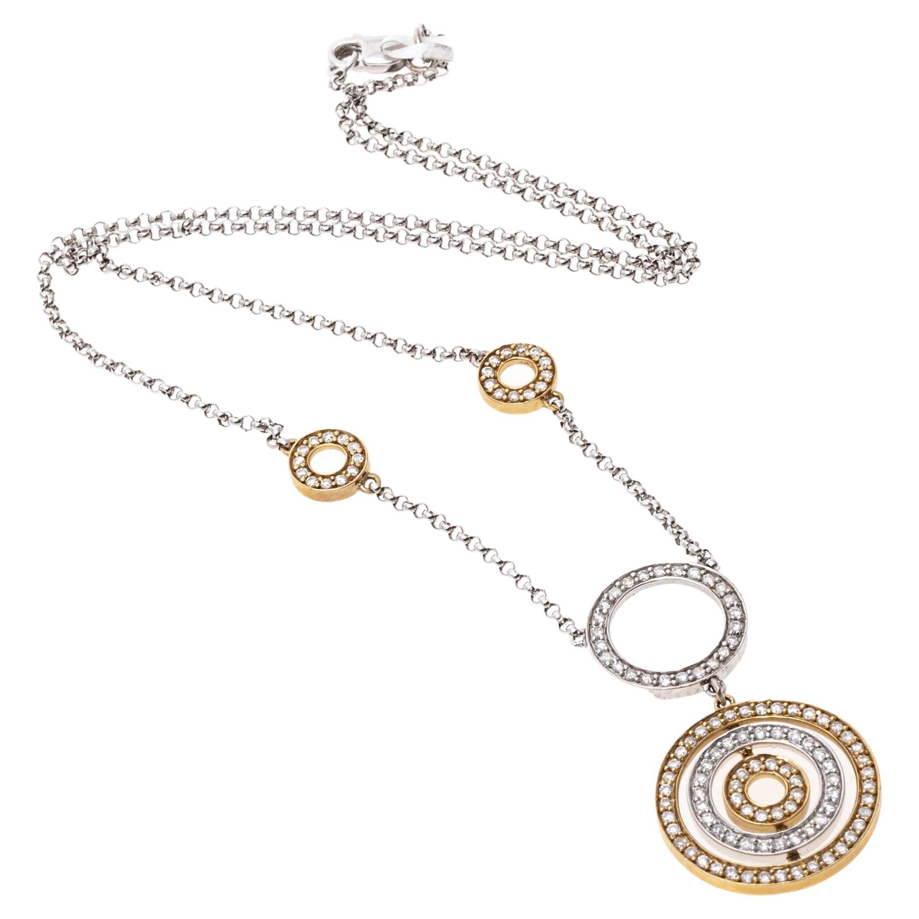 Collier cercle concentrique en or 14K et diamants