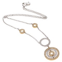 14K Gold and Diamond Concentric Circle Necklace