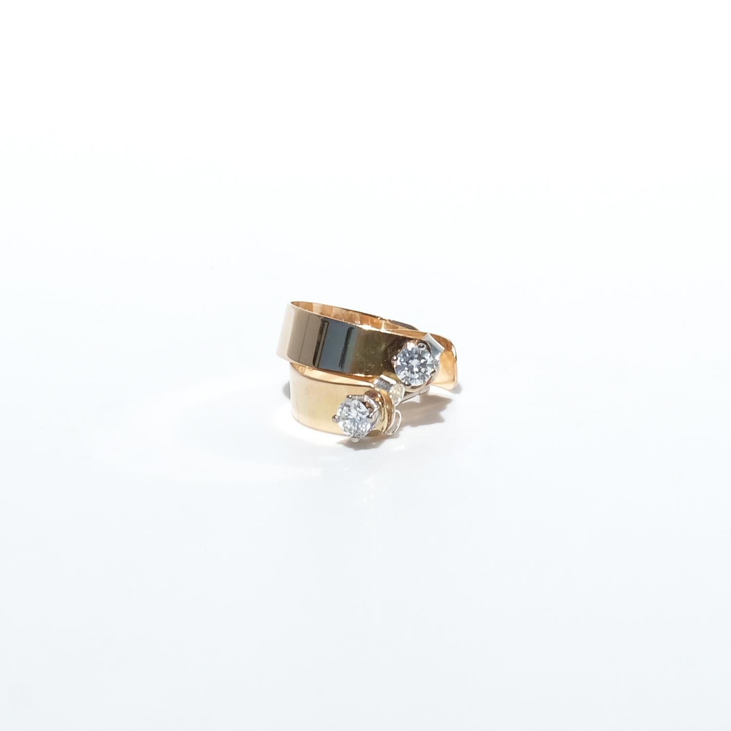 Orecchini in oro 14K e diamanti del maestro finlandese Arvo Koho 1959 in vendita 2